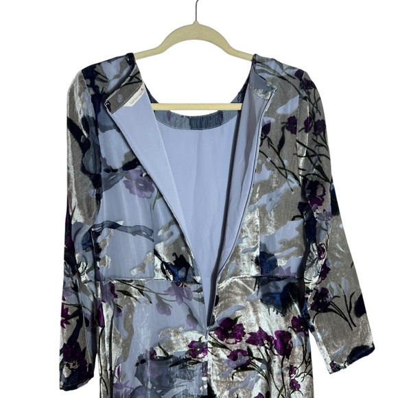 Soft Surroundings Annika Velvet Aster Grey Floral Midi Dress, Small - Picture 6 of 12